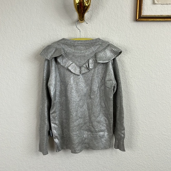 nununu Cashmere Metallic Ruffle Heart Patch Girls Sweater Made in Italy - Picture 4 of 7